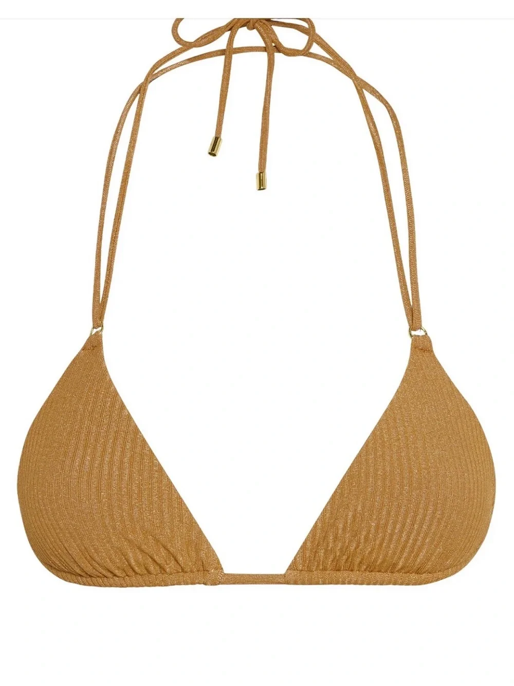 Monday Swimwear Gold Ribbed Triangle String Bikini Set